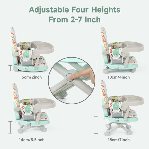 YOLEO Baby High Chair Booster Seat for Dining Table, Adjustable Height Travel Foldable High Chairs with Tray