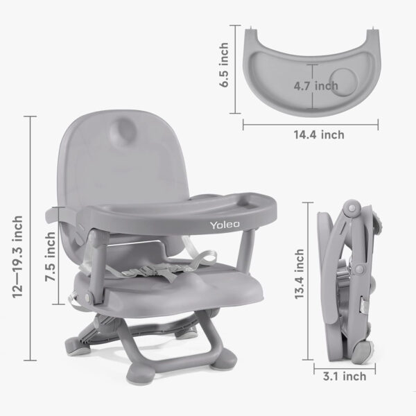YOLEO Baby High Chair Booster Seat for Dining Table, Adjustable Height Travel Foldable High Chairs with Tray