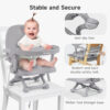YOLEO Baby High Chair Booster Seat for Dining Table, Adjustable Height Travel Foldable High Chairs with Tray