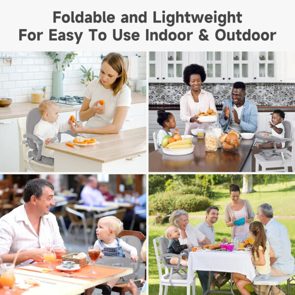 YOLEO Baby High Chair Booster Seat for Dining Table, Adjustable Height Travel Foldable High Chairs with Tray