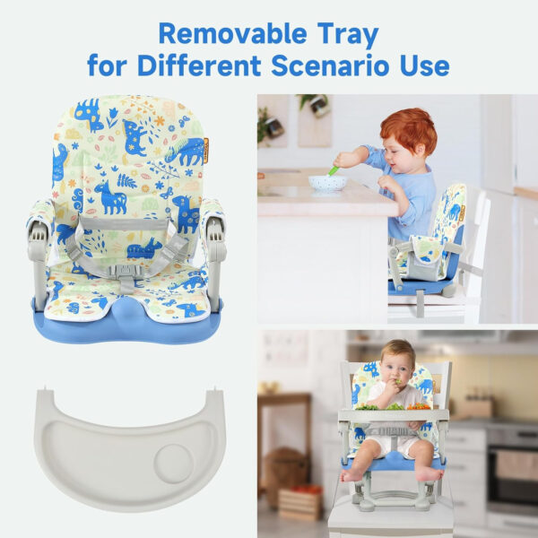 YOLEO Baby High Chair Booster Seat for Dining Table, Adjustable Height Travel Foldable High Chairs with Tray