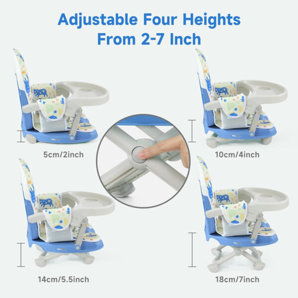 YOLEO Baby High Chair Booster Seat for Dining Table, Adjustable Height Travel Foldable High Chairs with Tray