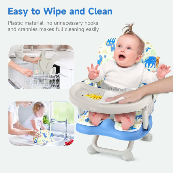 YOLEO Baby High Chair Booster Seat for Dining Table, Adjustable Height Travel Foldable High Chairs with Tray