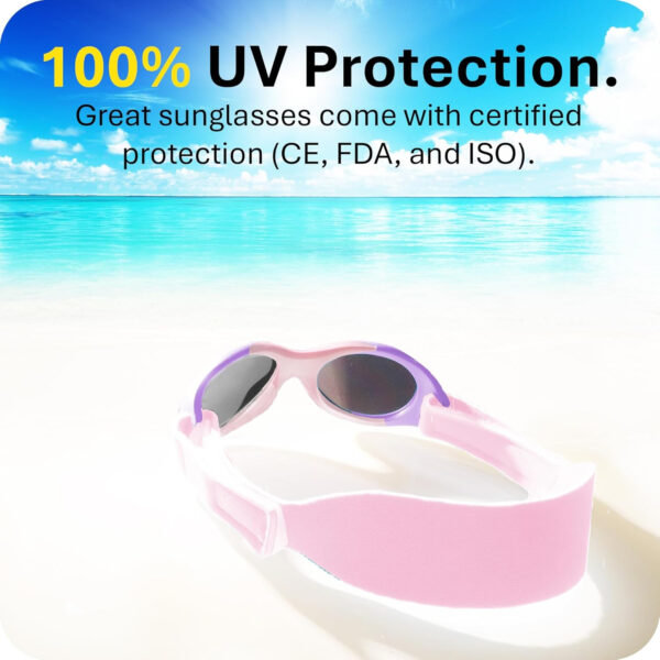 Mausito BABY sunglasses 0-24 months | Flexible BPA-Free infant sunglasses with adjustable strap | 100% UV Protection Sunnies