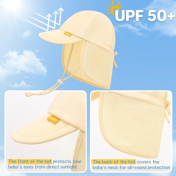 Adjustable Baby Sun Hats with UPF50+ & Neck Flap Protection - Perfect Swim & Play Toddler Hat for Girls & Boys