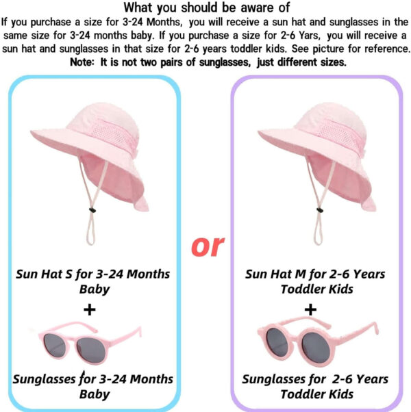 688c39c74b51f4a51a08cb3f1f7417e9c0eb035232acbef71d7ea.jpg Baby Sun Hat Toddler Kids Boys Girls Wide Brim Beach Hats with Sunglasses UPF 50+ Plain Caps with Neck Flap