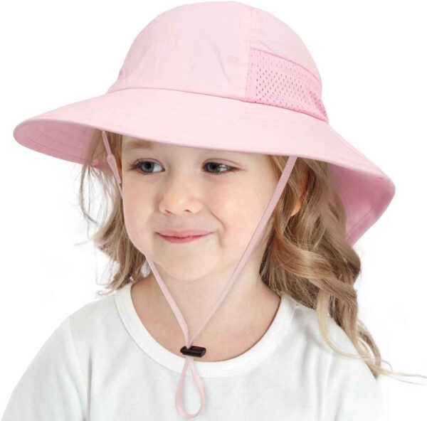 688c39cb766f22620df32259e7ac7e28603d85107f43ae8256556.jpg Baby Sun Hat Toddler Kids Boys Girls Wide Brim Beach Hats with Sunglasses UPF 50+ Plain Caps with Neck Flap