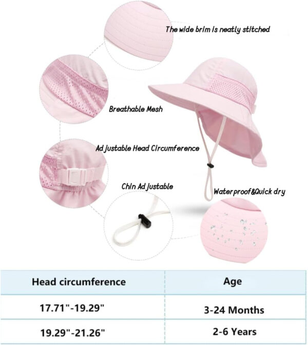 688c39d04c0f6017d1d0d58ef7db5c64df5909243ce44471448c7.jpg Baby Sun Hat Toddler Kids Boys Girls Wide Brim Beach Hats with Sunglasses UPF 50+ Plain Caps with Neck Flap