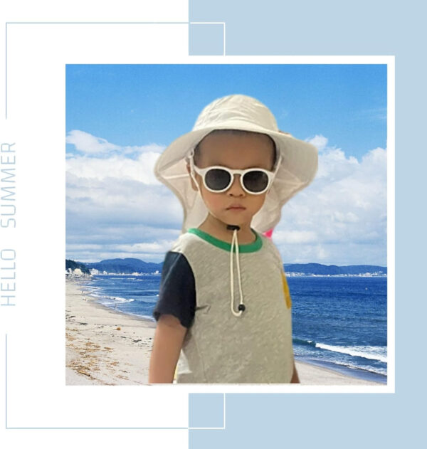 688c39f423d82945dd15e71dac527f3cfceb23c9b2c8326b3934e.jpg Baby Sun Hat Toddler Kids Boys Girls Wide Brim Beach Hats with Sunglasses UPF 50+ Plain Caps with Neck Flap