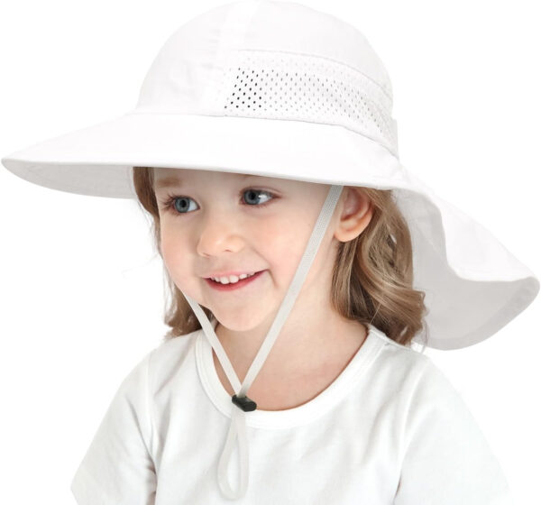 688c39f99fe40ba5c9b5d226b6f38797d9af96a7e63b91309d3f5.jpg Baby Sun Hat Toddler Kids Boys Girls Wide Brim Beach Hats with Sunglasses UPF 50+ Plain Caps with Neck Flap