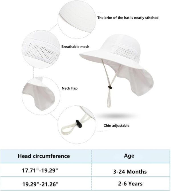 688c39fb3fee12fea78403f11f66ba2b77f35029a2eba01d54471.jpg Baby Sun Hat Toddler Kids Boys Girls Wide Brim Beach Hats with Sunglasses UPF 50+ Plain Caps with Neck Flap