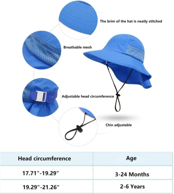 688c3a11bd67e8ba2498d9769d6fad8aeeb5e9e26153d17aaade4.jpg Baby Sun Hat Toddler Kids Boys Girls Wide Brim Beach Hats with Sunglasses UPF 50+ Plain Caps with Neck Flap