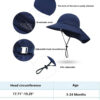 688c3a1aa8618925964261e2f48468bbcaf2ec96c712680955534.jpg Baby Sun Hat Toddler Kids Boys Girls Wide Brim Beach Hats with Sunglasses UPF 50+ Plain Caps with Neck Flap