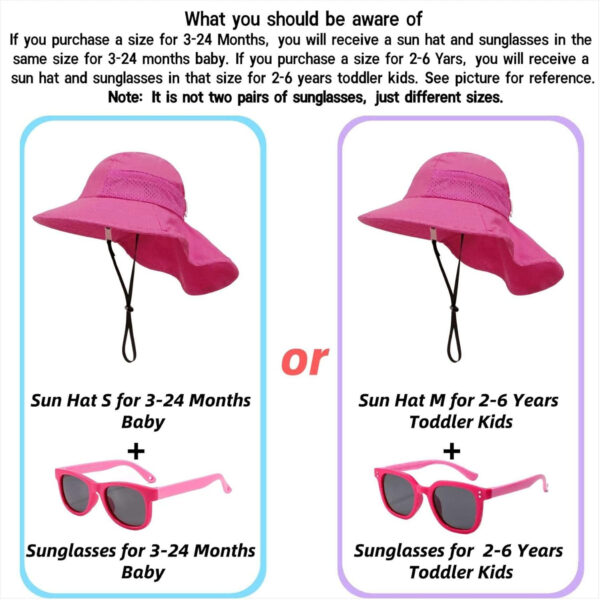688c3a1ef27d5b9cf18e14c3aa19f49949c384d0b1e4f35e9980f.jpg Baby Sun Hat Toddler Kids Boys Girls Wide Brim Beach Hats with Sunglasses UPF 50+ Plain Caps with Neck Flap