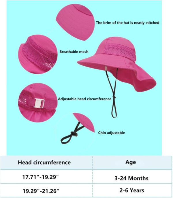 688c3a218e5e9089b2b43cc36bc86631110a2e534ae1d4a7b50e1.jpg Baby Sun Hat Toddler Kids Boys Girls Wide Brim Beach Hats with Sunglasses UPF 50+ Plain Caps with Neck Flap