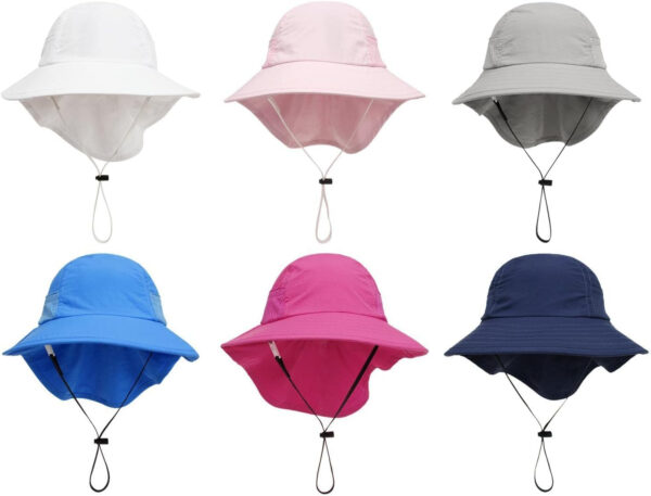 688c3a2748f8c5120b45b3d258bcaaa58411cd44067f5e1cd0483.jpg Baby Sun Hat Toddler Kids Boys Girls Wide Brim Beach Hats with Sunglasses UPF 50+ Plain Caps with Neck Flap