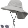688c3a3225d8f52ac2e9e0a79e87b4502778c24c150f408e4dc7f.jpg Baby Sun Hat Toddler Kids Boys Girls Wide Brim Beach Hats with Sunglasses UPF 50+ Plain Caps with Neck Flap