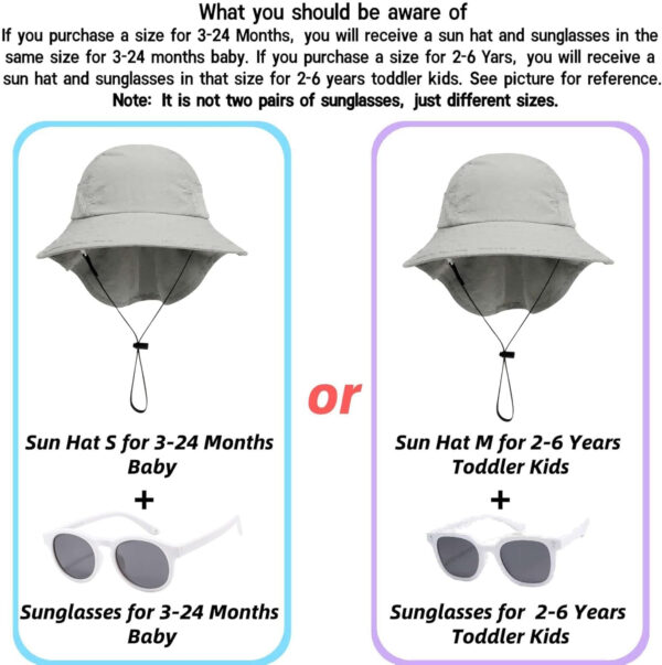 688c3a33f311329d4d9228e466add0cd86deacb1328530baac95c.jpg Baby Sun Hat Toddler Kids Boys Girls Wide Brim Beach Hats with Sunglasses UPF 50+ Plain Caps with Neck Flap