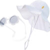 Baby & Toddler Wide Brim Sun Hats UPF 50+ Sun Protection Bucket Cap Cute Adjustable Hat in Seersucker