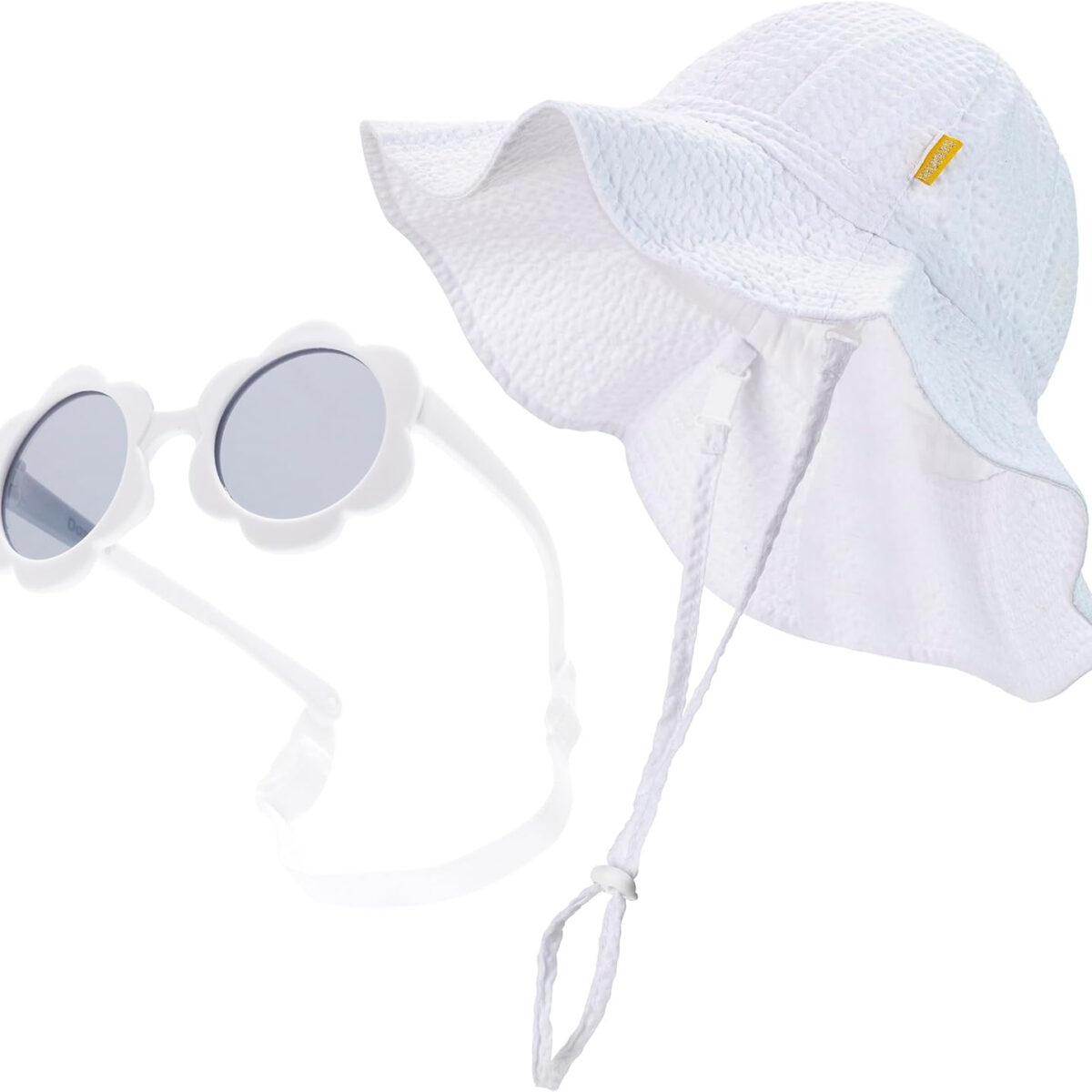 Baby & Toddler Wide Brim Sun Hats UPF 50+ Sun Protection Bucket Cap Cute Adjustable Hat in Seersucker