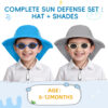 UPF 50+ Baby Sun Hat with Sunglasses, Adjustable Toddler Bucket Hat for Boys & Girls, Summer Beach Hat