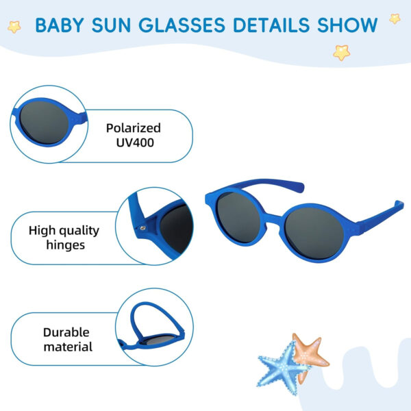 UPF 50+ Baby Sun Hat with Sunglasses, Adjustable Toddler Bucket Hat for Boys & Girls, Summer Beach Hat