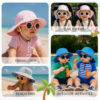 UPF 50+ Baby Sun Hat with Sunglasses, Adjustable Toddler Bucket Hat for Boys & Girls, Summer Beach Hat