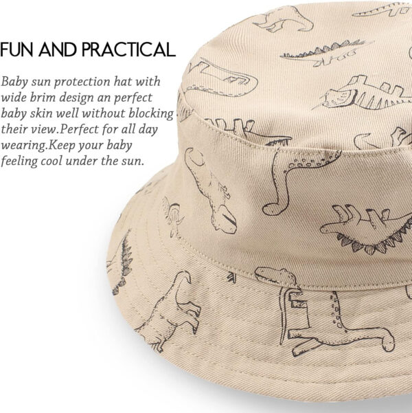 JANGANNSA Dinosaur Baby Boys Sun Hat Cotton Toddler Girls Bucket Hats Summer Sun Protect Cap for Kids