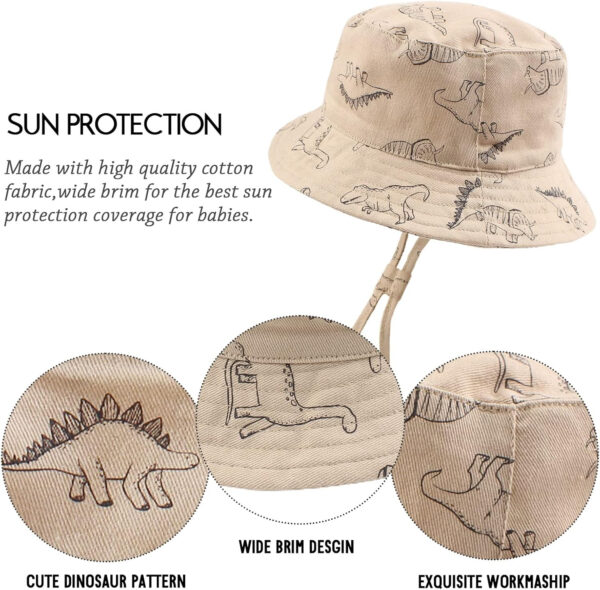 JANGANNSA Dinosaur Baby Boys Sun Hat Cotton Toddler Girls Bucket Hats Summer Sun Protect Cap for Kids