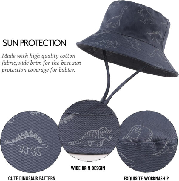 JANGANNSA Dinosaur Baby Boys Sun Hat Cotton Toddler Girls Bucket Hats Summer Sun Protect Cap for Kids