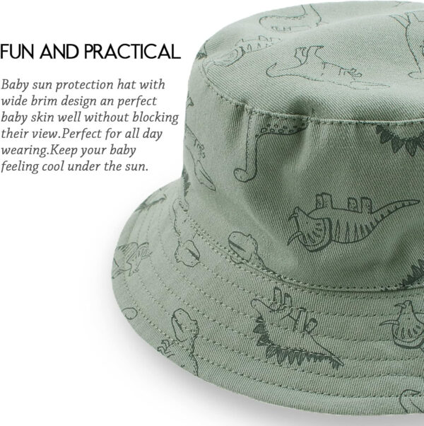 JANGANNSA Dinosaur Baby Boys Sun Hat Cotton Toddler Girls Bucket Hats Summer Sun Protect Cap for Kids