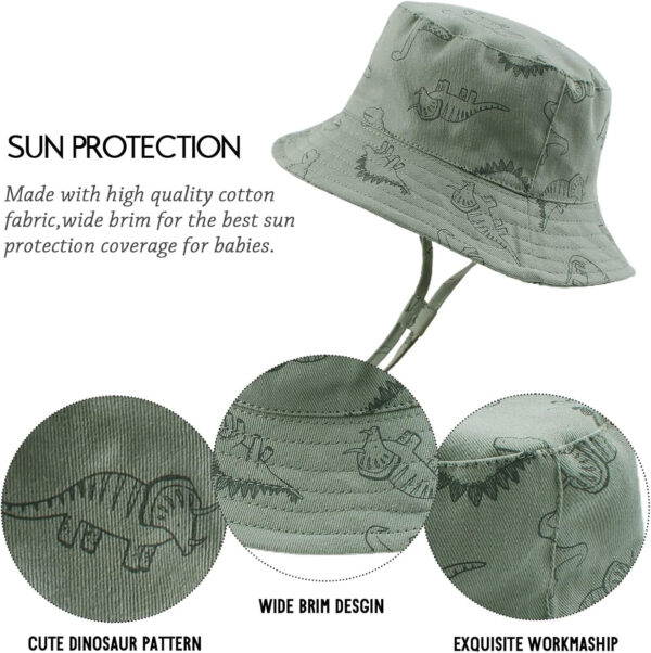 JANGANNSA Dinosaur Baby Boys Sun Hat Cotton Toddler Girls Bucket Hats Summer Sun Protect Cap for Kids