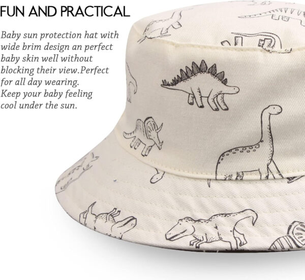 JANGANNSA Dinosaur Baby Boys Sun Hat Cotton Toddler Girls Bucket Hats Summer Sun Protect Cap for Kids