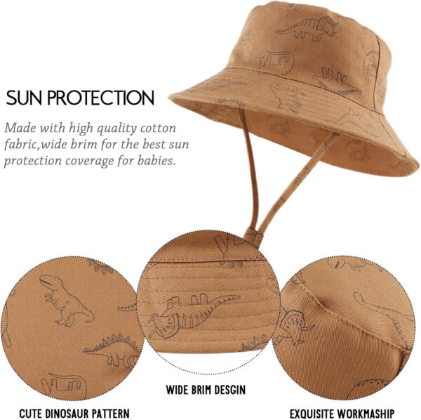 JANGANNSA Dinosaur Baby Boys Sun Hat Cotton Toddler Girls Bucket Hats Summer Sun Protect Cap for Kids