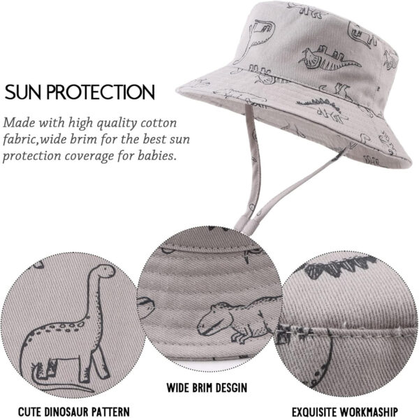 JANGANNSA Dinosaur Baby Boys Sun Hat Cotton Toddler Girls Bucket Hats Summer Sun Protect Cap for Kids