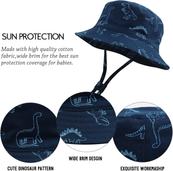 JANGANNSA Dinosaur Baby Boys Sun Hat Cotton Toddler Girls Bucket Hats Summer Sun Protect Cap for Kids