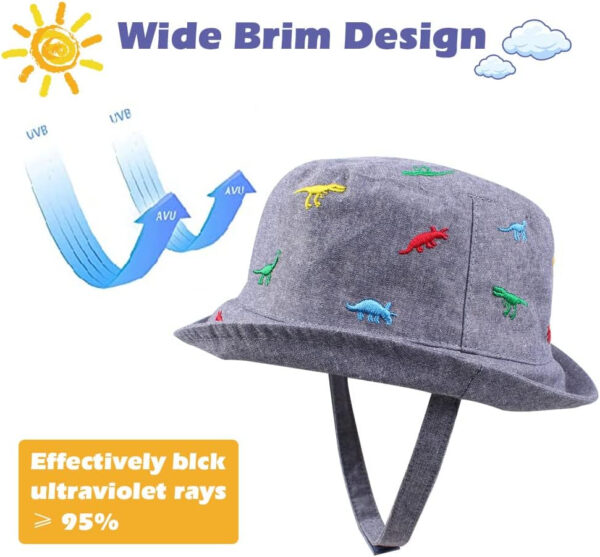 JANGANNSA Dinosaur Baby Boys Sun Hat Cotton Toddler Girls Bucket Hats Summer Sun Protect Cap for Kids