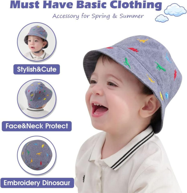 JANGANNSA Dinosaur Baby Boys Sun Hat Cotton Toddler Girls Bucket Hats Summer Sun Protect Cap for Kids
