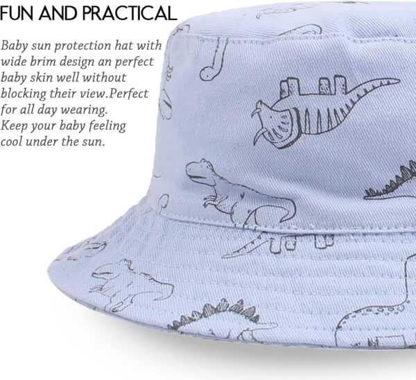 JANGANNSA Dinosaur Baby Boys Sun Hat Cotton Toddler Girls Bucket Hats Summer Sun Protect Cap for Kids