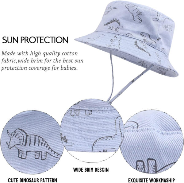 JANGANNSA Dinosaur Baby Boys Sun Hat Cotton Toddler Girls Bucket Hats Summer Sun Protect Cap for Kids