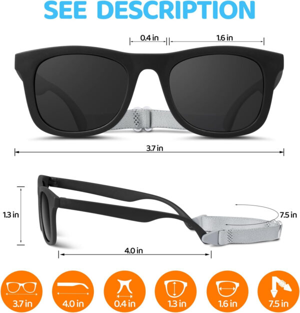 RIVBOS Baby Sunglasses Boys&Girls with Strap UV400 Polarized Flexible for Toddler,Infant and Newborn(0-24month) RBK0231