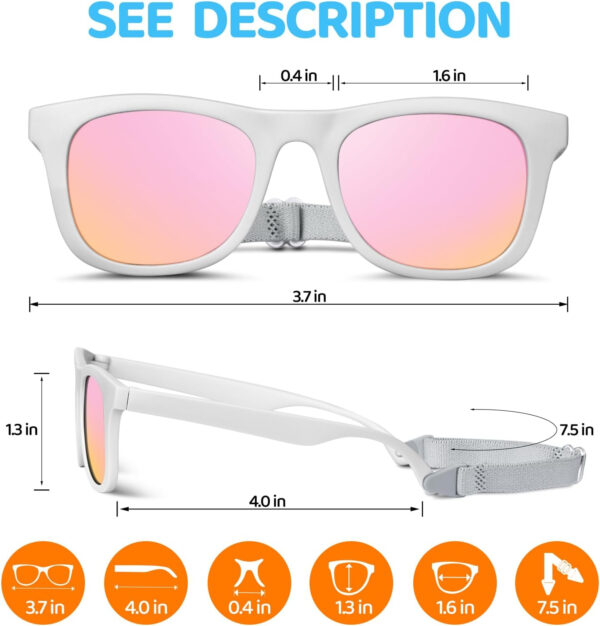 RIVBOS Baby Sunglasses Boys&Girls with Strap UV400 Polarized Flexible for Toddler,Infant and Newborn(0-24month) RBK0231
