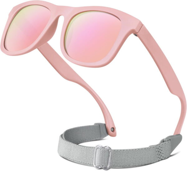 RIVBOS Baby Sunglasses Boys&Girls with Strap UV400 Polarized Flexible for Toddler,Infant and Newborn(0-24month) RBK0231