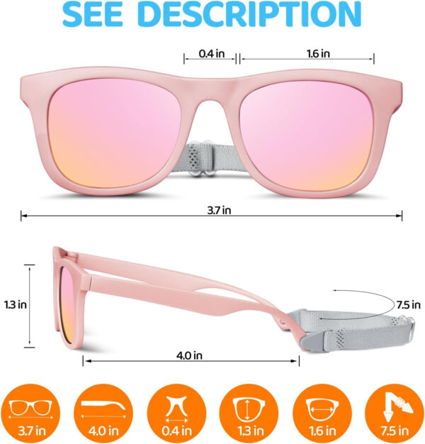 RIVBOS Baby Sunglasses Boys&Girls with Strap UV400 Polarized Flexible for Toddler,Infant and Newborn(0-24month) RBK0231