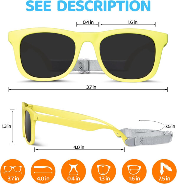 RIVBOS Baby Sunglasses Boys&Girls with Strap UV400 Polarized Flexible for Toddler,Infant and Newborn(0-24month) RBK0231