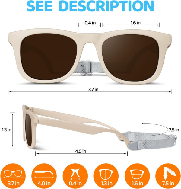 RIVBOS Baby Sunglasses Boys&Girls with Strap UV400 Polarized Flexible for Toddler,Infant and Newborn(0-24month) RBK0231