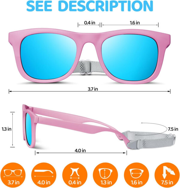 RIVBOS Baby Sunglasses Boys&Girls with Strap UV400 Polarized Flexible for Toddler,Infant and Newborn(0-24month) RBK0231