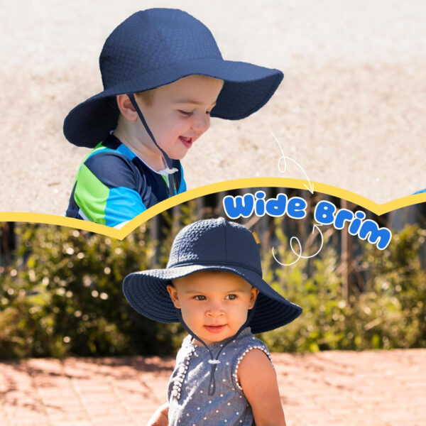 HONGTEYA Baby Sun Hat Toddler Girl Beach Hat Adjustable Outdoor Summer Hat UPF 50+ Sun Protection Wide Brim Infant Kids
