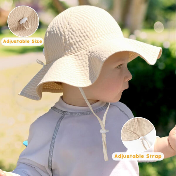 HONGTEYA Baby Sun Hat Toddler Girl Beach Hat Adjustable Outdoor Summer Hat UPF 50+ Sun Protection Wide Brim Infant Kids