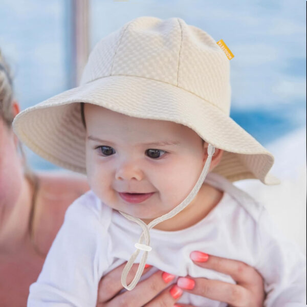 HONGTEYA Baby Sun Hat Toddler Girl Beach Hat Adjustable Outdoor Summer Hat UPF 50+ Sun Protection Wide Brim Infant Kids
